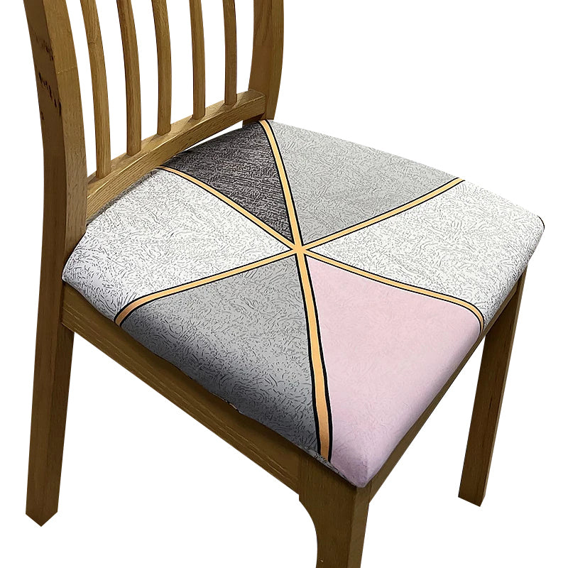 Anyhouz Chair Cover Grey and Pink with Gold Linear Pattern Print Stretch Seat Cover for Home Dinning Kitchen Washable Removable-Chair Cover-PEROZ Accessories