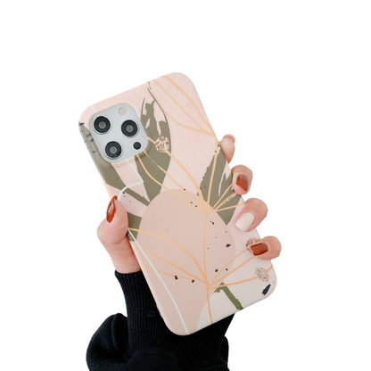 Anymob iPhone Pink Leaf Pattern Phone Case Soft Silicone Back Cover-Mobile Phone Cases-PEROZ Accessories