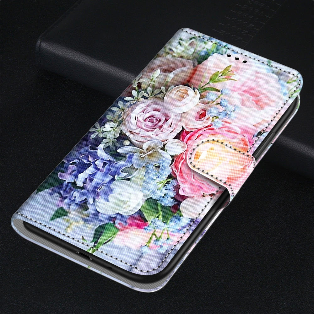 Anymob iPhone Case Colorful Flower Flip Leather Wallet Animal Painting Phone Book Style Cover-Mobile Phone Cases-PEROZ Accessories