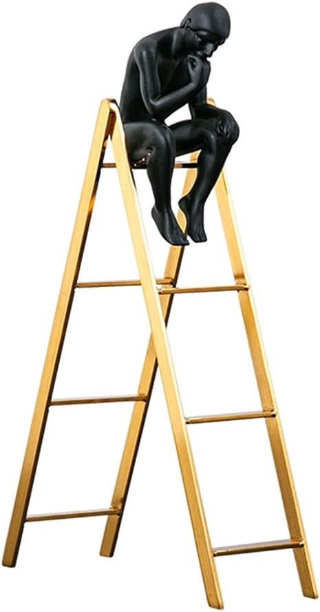Anyhouz 35cm Man Sitting on a Ladder Tabletop Home Decor Modern Art Living Room Display House Decorative Crafts Metal Ornaments-Tabletop Decor-PEROZ Accessories