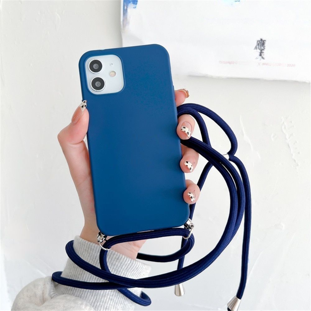 Anymob iPhone Blue Crossbody Necklace Strap Lanyard Cord Phone Case Silicone Cover-Mobile Phone Cases-PEROZ Accessories