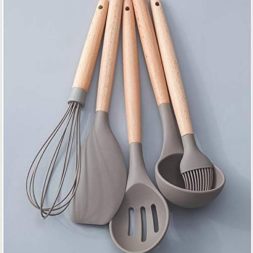 Anygleam Kitchen Utensils 11 Set Natural Beech Wooden Handle Cookware Tool Heat Resistant Non Stick Accessories-Spatula and Shovel-PEROZ Accessories