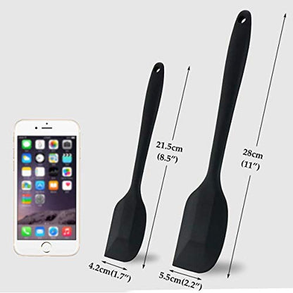 Anygleam Silicone Black Seamless Spatula 4 Set Kitchen Accessories Baking Utensil Kit Bread Cake Mixing Tools Cooking Scraper Heat Resistant-Spatula and Shovel-PEROZ Accessories