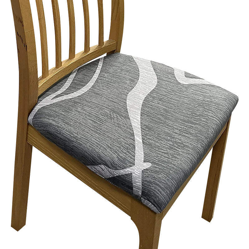 Anyhouz Chair Cover Grey and Light Grey Wave Linear Pattern Print Stretch Seat Cover for Home Dinning Kitchen Washable Removable-Chair Cover-PEROZ Accessories