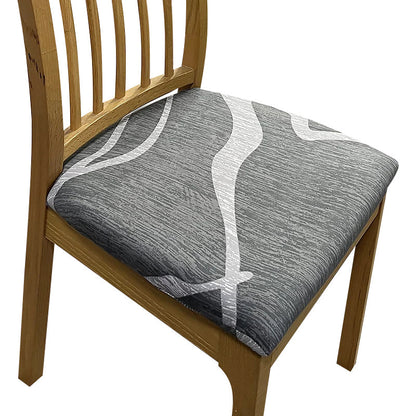 Anyhouz Chair Cover Grey and Light Grey Wave Linear Pattern Print Stretch Seat Cover for Home Dinning Kitchen Washable Removable-Chair Cover-PEROZ Accessories