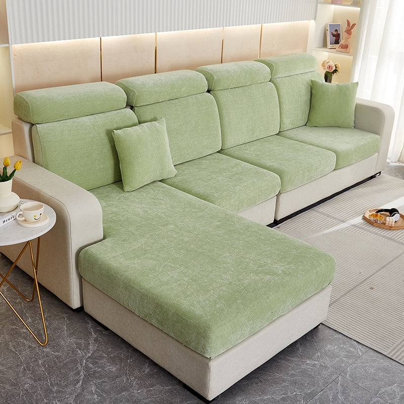 Anyhouz Sofa Cover Mint Green L-Shape Polyester Chenille Thick Stretchable Cushion For Living Room Normal Size Small-Slipcovers-PEROZ Accessories