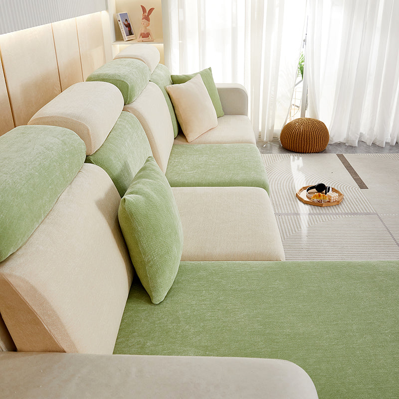 Anyhouz Sofa Cover Pastel Blue L-Shape Polyester Chenille Thick Stretchable Cushion For Living Room Head Cushion Medium-Slipcovers-PEROZ Accessories