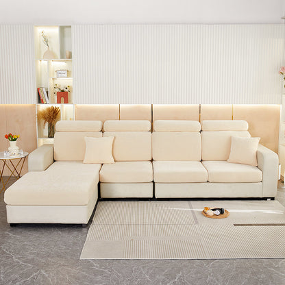 Anyhouz Sofa Cover Beige L-Shape Polyester Chenille Thick Stretchable Cushion For Living Room Back Cushion-Chair Cover-PEROZ Accessories