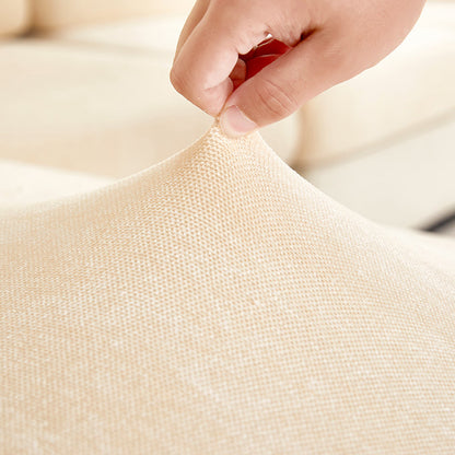 Anyhouz Sofa Cover Beige L-Shape Polyester Chenille Thick Stretchable Cushion For Living Room Normal Size Large-Chair Cover-PEROZ Accessories