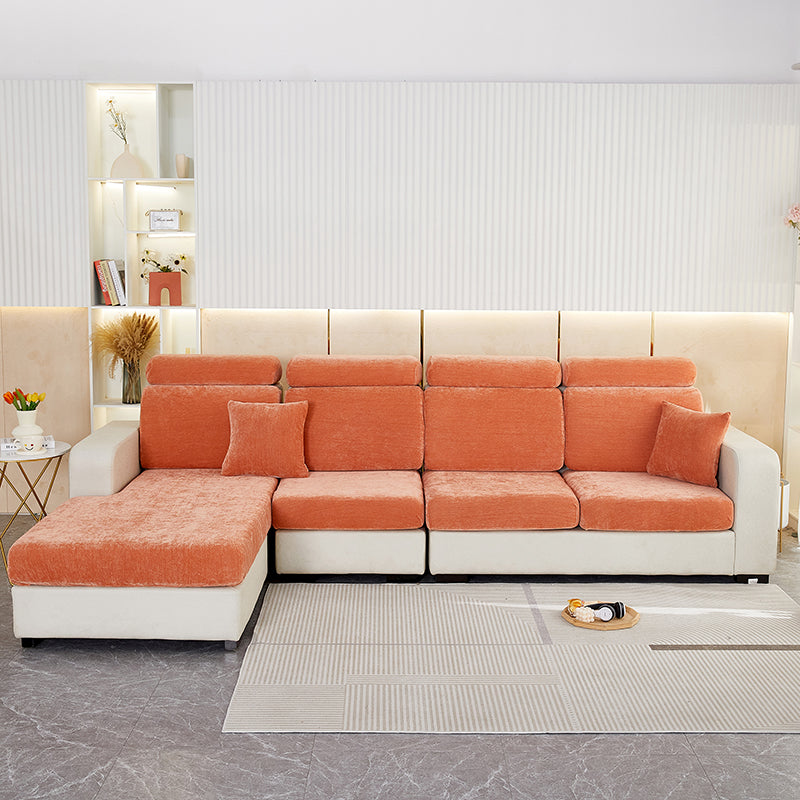Anyhouz Sofa Cover Rustic Orange L-Shape Polyester Chenille Thick Stretchable Cushion For Living Room Plus Size Extra Large-Slipcovers-PEROZ Accessories