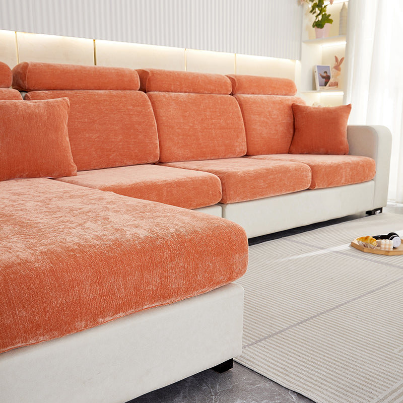 Anyhouz Sofa Cover Rustic Orange L-Shape Polyester Chenille Thick Stretchable Cushion For Living Room Enlarge Size Small-Slipcovers-PEROZ Accessories