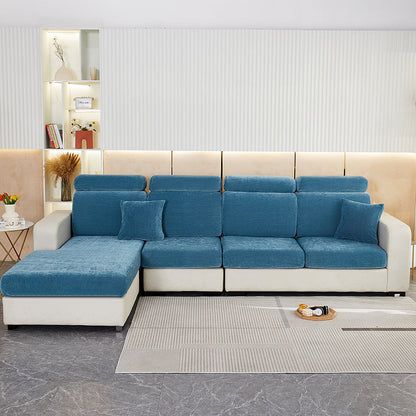 Anyhouz Sofa Cover Dark Blue L-Shape Polyester Chenille Thick Stretchable Cushion For Living Room Enlarge Size Extra Large-Slipcovers-PEROZ Accessories