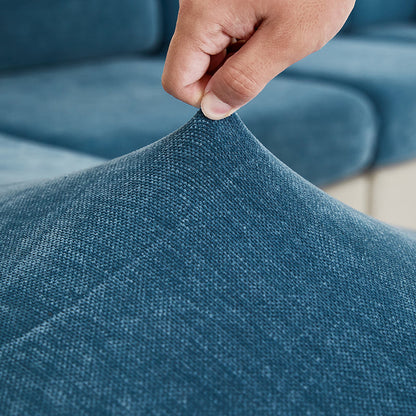 Anyhouz Sofa Cover Dark Blue L-Shape Polyester Chenille Thick Stretchable Cushion For Living Room Enlarge Size Extra Large-Slipcovers-PEROZ Accessories
