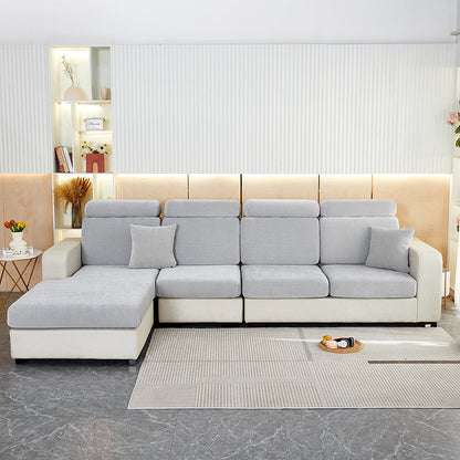 Anyhouz Sofa Cover Light Gray L-Shape Polyester Chenille Thick Stretchable Cushion For Living Room Enlarge Size Extra Large-Slipcovers-PEROZ Accessories