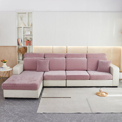 Anyhouz Sofa Cover Old Rose L-Shape Polyester Chenille Thick Stretchable Cushion For Living Room Enlarge Size Small-Slipcovers-PEROZ Accessories