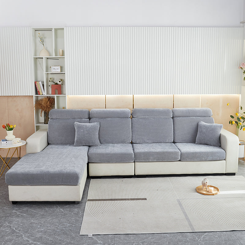 Anyhouz Sofa Cover Dark Gray L-Shape Polyester Chenille Thick Stretchable Cushion For Living Room Enlarge Size Large-Slipcovers-PEROZ Accessories