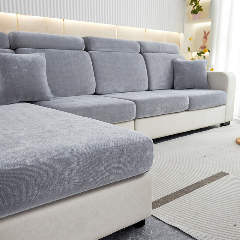 Anyhouz Sofa Cover Dark Gray L-Shape Polyester Chenille Thick Stretchable Cushion For Living Room Enlarge Size Large-Slipcovers-PEROZ Accessories