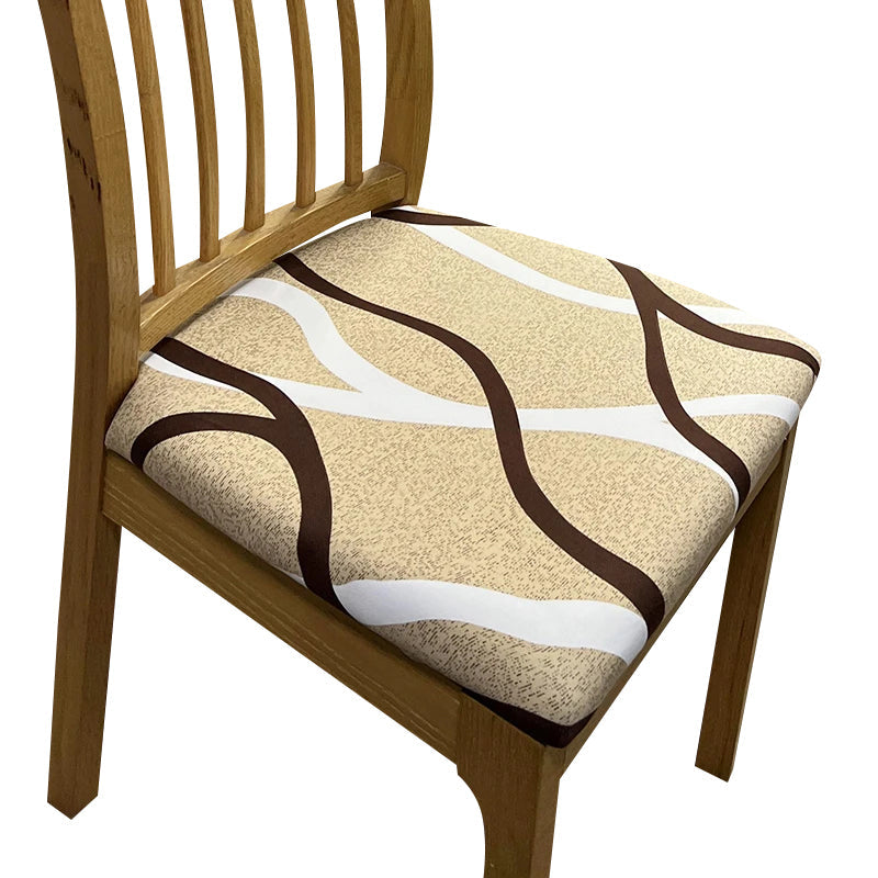 Anyhouz Chair Cover Light Beige Brown and White Wave Linear Pattern Print Stretch Seat Cover for Home Dinning Kitchen Washable Removable-Chair Cover-PEROZ Accessories