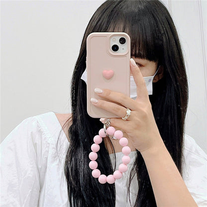 Anymob iPhone Case Pink Cute Love Heart Hand Bracelet Strap Soft Silicone Candy Color Back Cover-Mobile Phone Cases-PEROZ Accessories