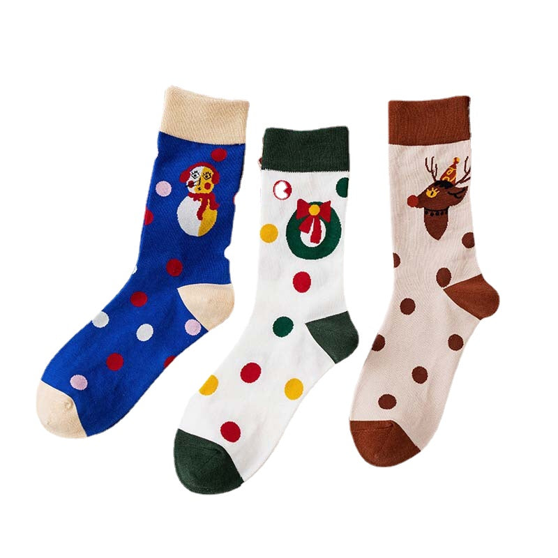 Anysox 3 Pairs One Size 4-5 Joyful Holiday Socks Fashion Combed Cotton Gift Party Happy Funny Socks-Socks-PEROZ Accessories