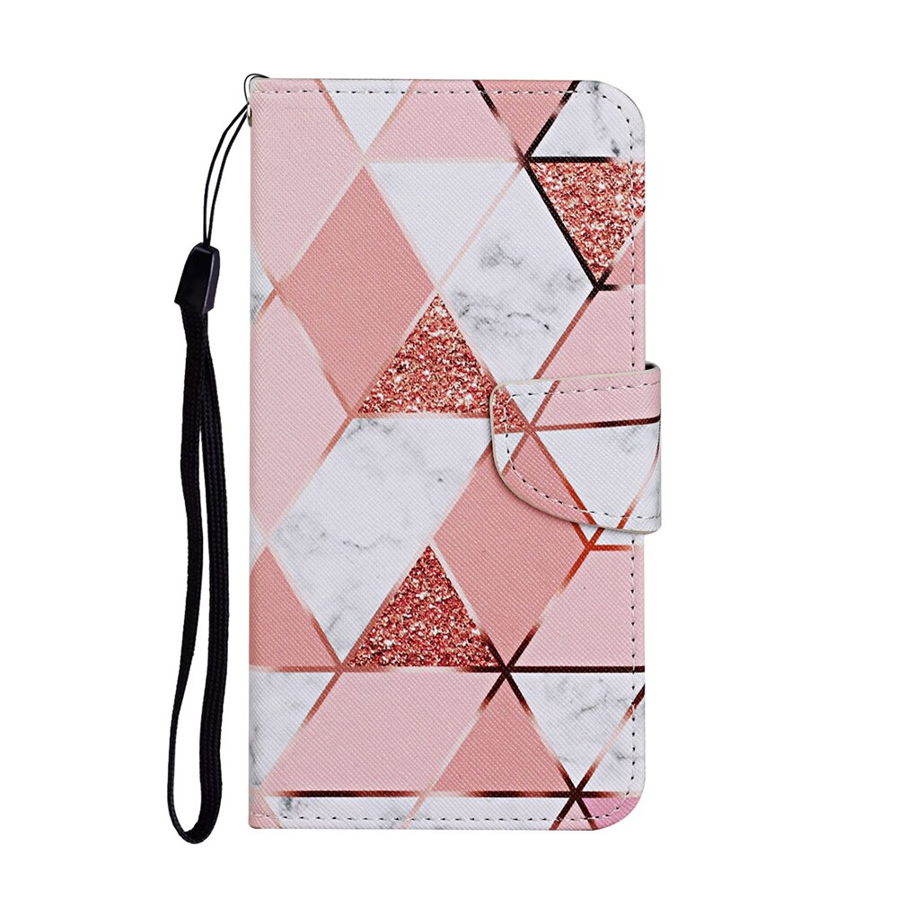 Anymob Samsung Pink Geometric Phone Cases Leather Flip Stand Cover-Mobile Phone Cases-PEROZ Accessories