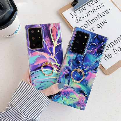 Anymob Samsung Pink And Lavender Marble Finger Ring Phone Case Soft Silicon Cover-Mobile Phone Cases-PEROZ Accessories