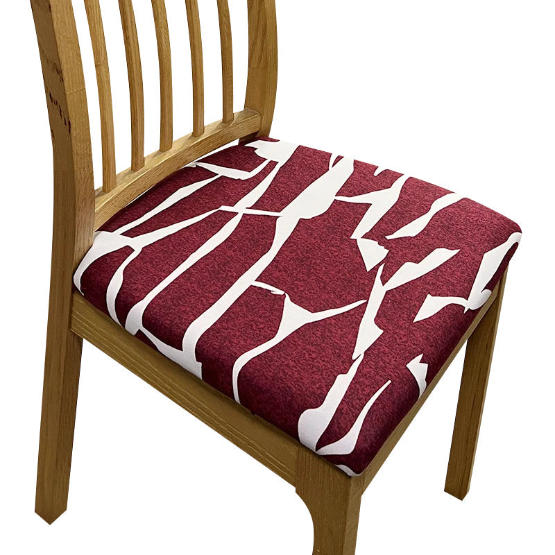 Anyhouz Chair Cover Wine Red White Cracks Print Stretch Seat Cover for Home Dinning Kitchen Washable Removable-Chair Cover-PEROZ Accessories