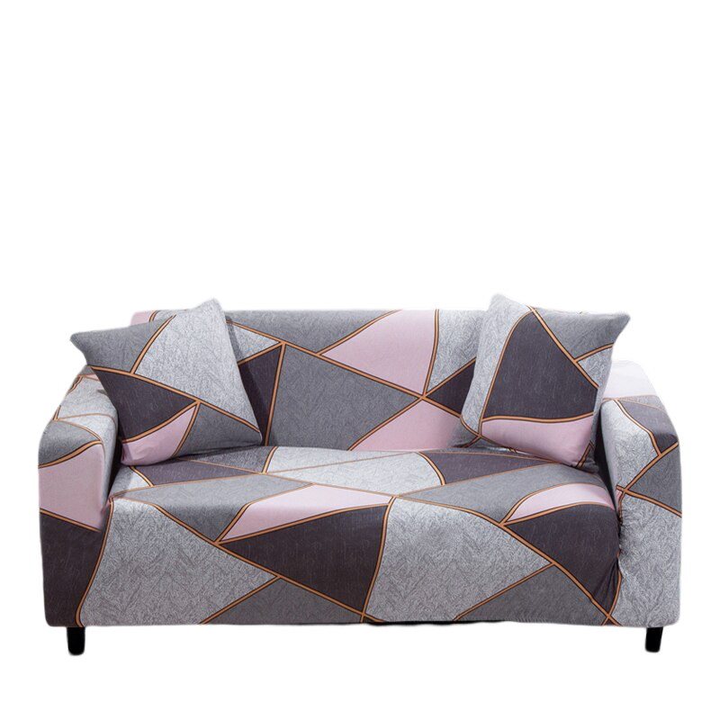 Anyhouz 4 Seater Sofa Cover Gray Pink Geometric Style and Protection For Living Room Sofa Chair Elastic Stretchable Slipcover-Slipcovers-PEROZ Accessories