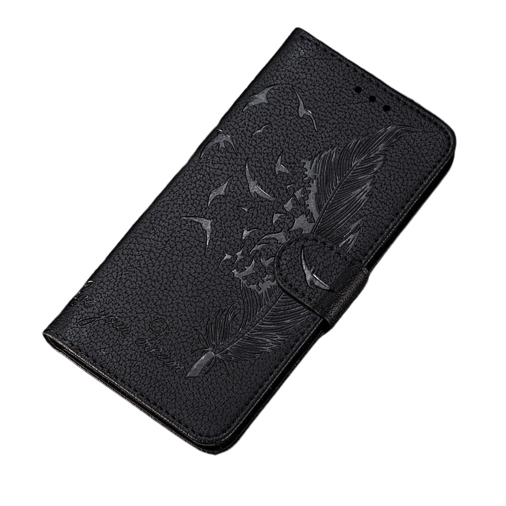 Anymob Huawei Black Leather Phone Case Flip Wallet Cover Shell Protection-PEROZ Accessories