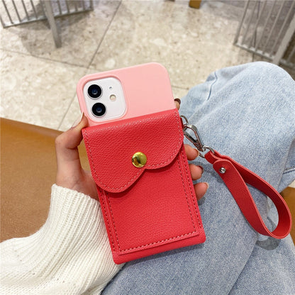 Anymob iPhone Case Pink Lanyard Wallet Card Strap Holder Silicone Cover-Mobile Phone Cases-PEROZ Accessories