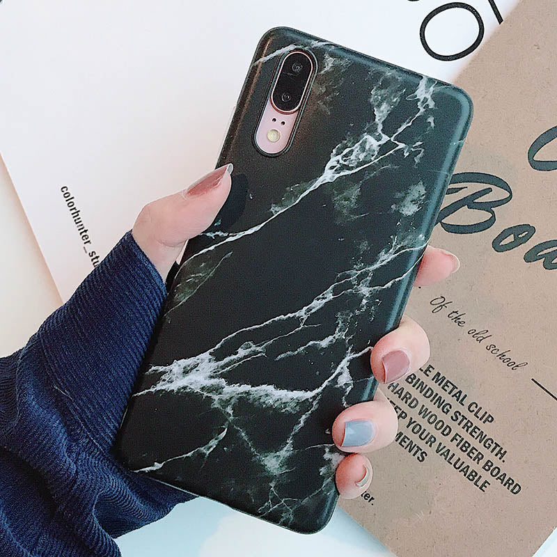 Anymob Samsung Black White Marble Flower Case Back Cover Art Leaf Silicone Phone Protection-Mobile Phone Cases-PEROZ Accessories