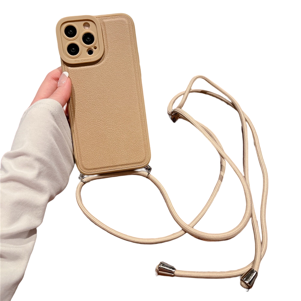 Anymob iPhone Case Brown Soft Silicone Lanyard Solid Color Crossbody shockproof Cover-Mobile Phone Cases-PEROZ Accessories