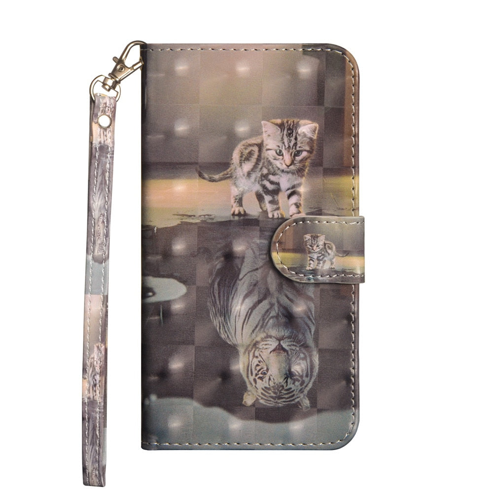 Anymob iPhone Case Brown Cat Flip Leather 3D Panda Painted Wallet Back Cover-Mobile Phone Cases-PEROZ Accessories