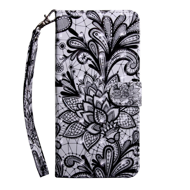Anymob Xiaomi Redmi Light Black Leather Case Flower Flip Wallet Cover Bag Shell Protection-PEROZ Accessories