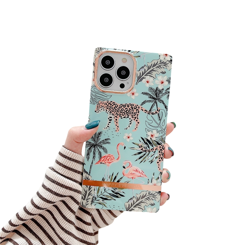 Anymob iPhone Leopard And Flamingo Electroplated Vintage Case Soft Silicone Shockproof Phone Cover-Mobile Phone Cases-PEROZ Accessories