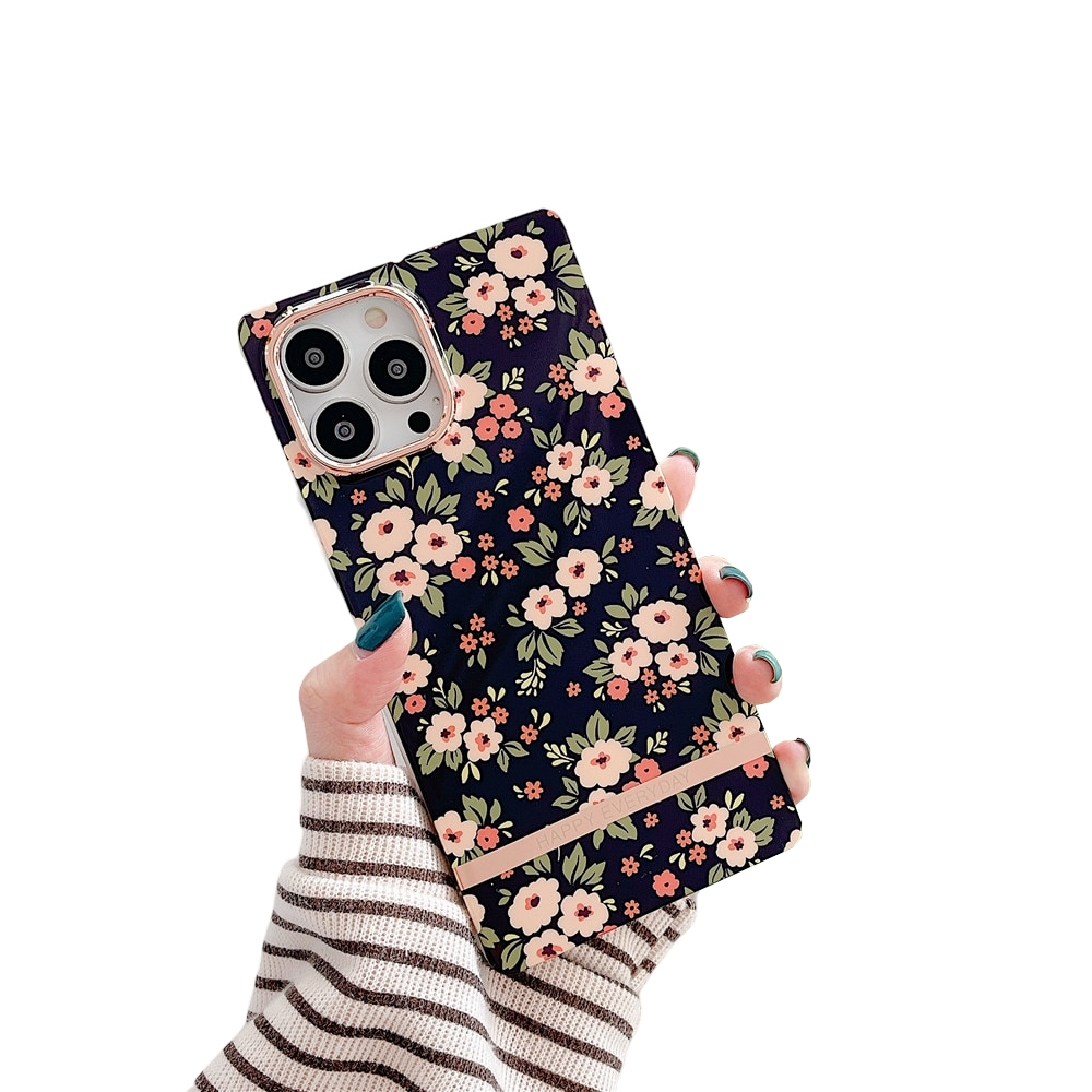Anymob iPhone Blue Floral Electroplated Vintage Case Soft Silicone Shockproof Phone Cover-Mobile Phone Cases-PEROZ Accessories