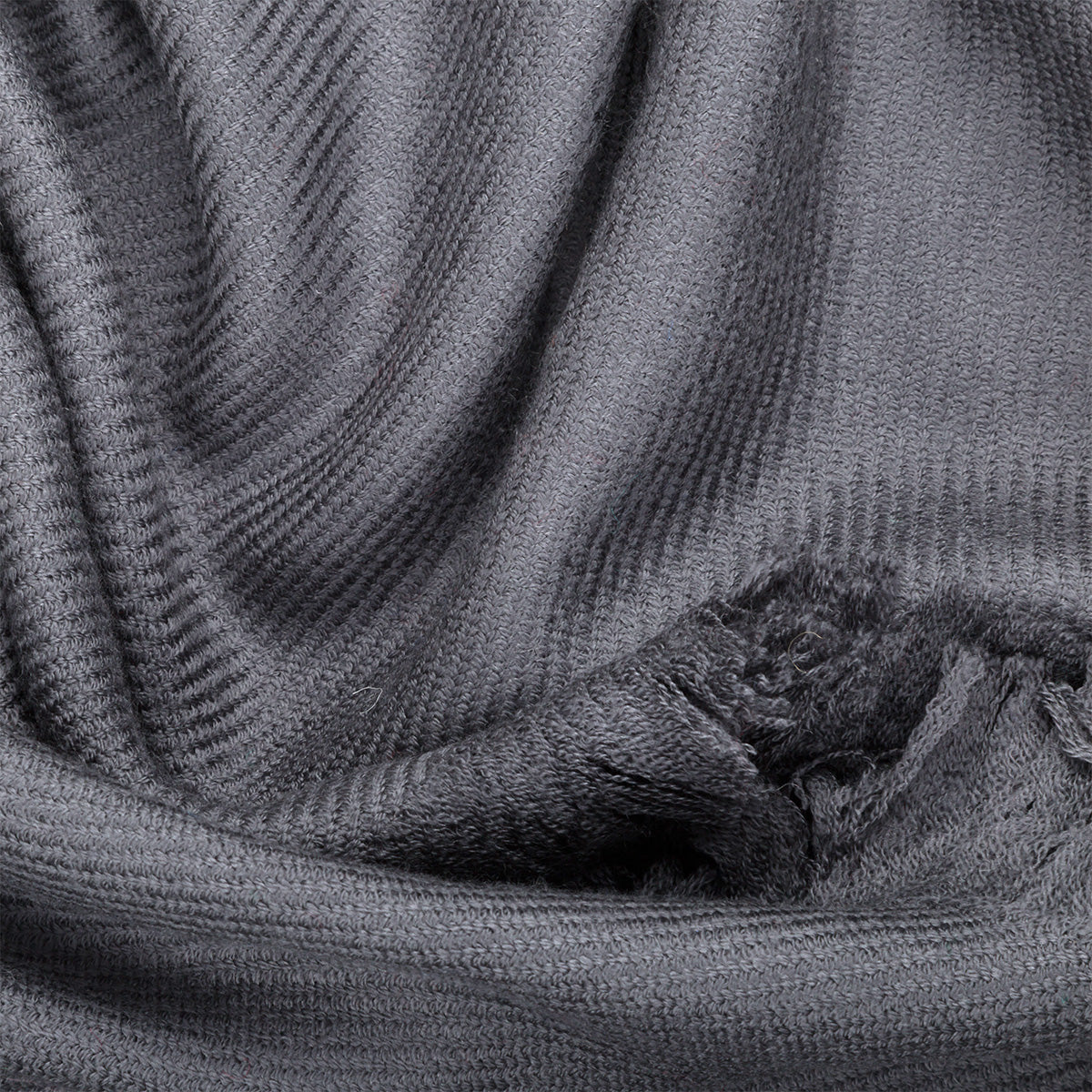Ugg Fringed Check Wool Scarf Grey-Scarves-PEROZ Accessories
