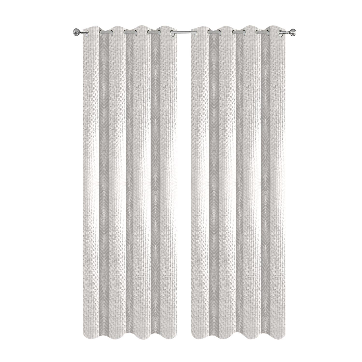 Anyhouz 250cm Curtain Beige Modern Waffle Plaid for Living Room Bedroom Dining Balcony Luxury Window Drapes-Curtains &amp; Drapes-PEROZ Accessories
