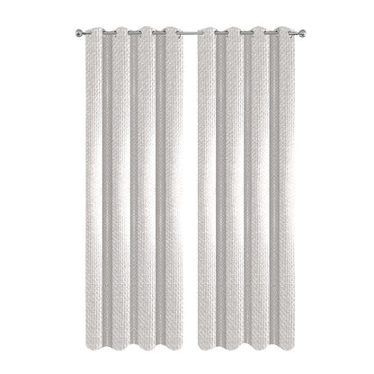 Anyhouz 250cm Curtain Beige Modern Waffle Plaid for Living Room Bedroom Dining Balcony Luxury Window Drapes-Curtains &amp; Drapes-PEROZ Accessories