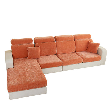 Anyhouz Sofa Cover Rustic Orange L-Shape Polyester Chenille Thick Stretchable Cushion For Living Room Normal Size Small-Slipcovers-PEROZ Accessories
