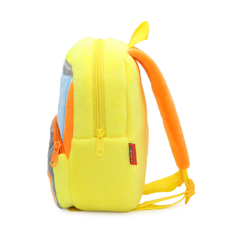 Anykidz 3D Yellow Excavator Kids School Backpack Cute Cartoon Animal Style Children Toddler Plush Bag Perfect Accessories For Boys and Girls-Backpacks-PEROZ Accessories