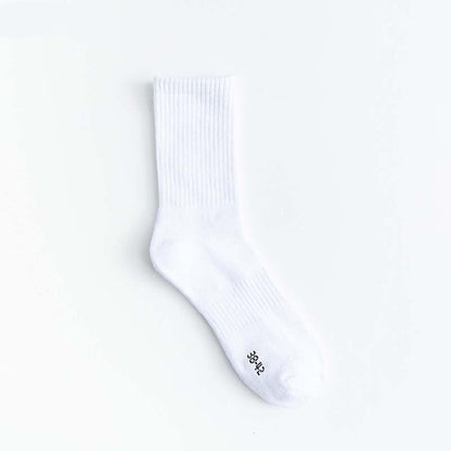 Anysox 5 Pairs Size 6-9 Fashion Socks High Quality Office Sports Business Long Socks Cotton Solid Colors Skateboard Knitted Casual White-Socks-PEROZ Accessories