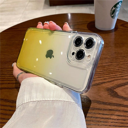 Anymob iPhone Case Yellow Gradient Transparent Shockproof Camera Protection Mobile Cover iPhone13 12 11 X XR XS Pro Max-Mobile Phone Cases-PEROZ Accessories