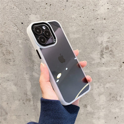 Anymob iPhone Case Black Metal Ridge Transparent Back Cover Black Metal Camera Protection Shockproof Armor Case iPhone13 12 11 Pro Max Compatible-Mobile Phone Cases-PEROZ Accessories