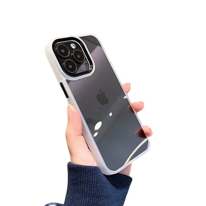 Anymob iPhone Case Black Metal Ridge Transparent Back Cover Black Metal Camera Protection Shockproof Armor Case iPhone13 12 11 Pro Max Compatible-Mobile Phone Cases-PEROZ Accessories