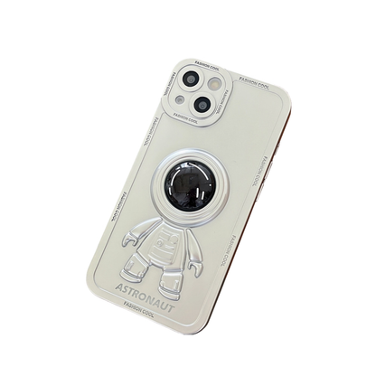Anymob iPhone Case Black Chromed Astronaut Foldable Holder Phone Cover-Mobile Phone Cases-PEROZ Accessories