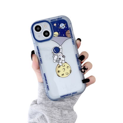 Anymob iPhone Case Blue Clear Cartoon Astronaut Soft Silicone Shockproof Bumper Back Cover-Mobile Phone Cases-PEROZ Accessories