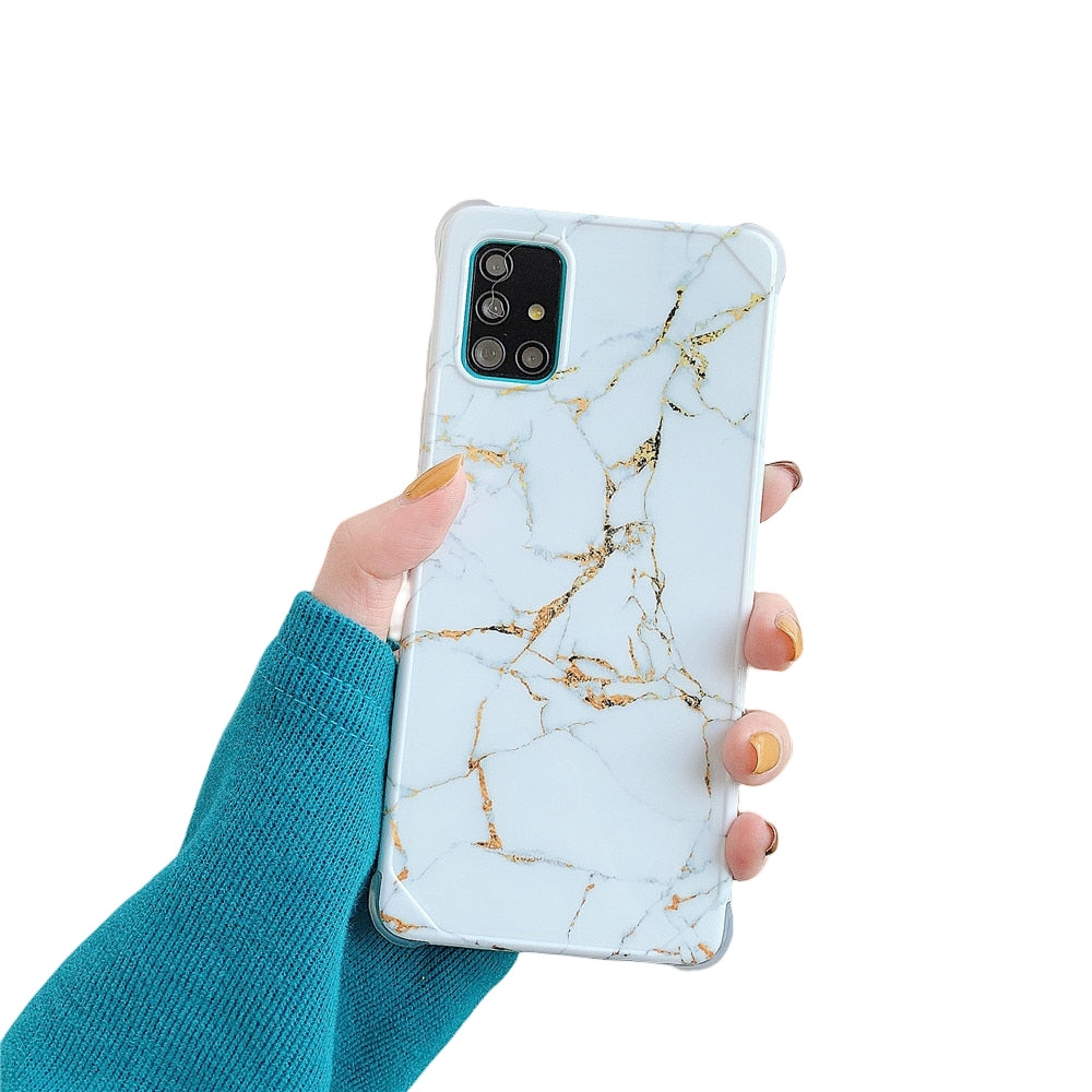 Anymob Samsung Light Blue Crack Marble Phone Case Silicone Shockproof Cover-Mobile Phone Cases-PEROZ Accessories