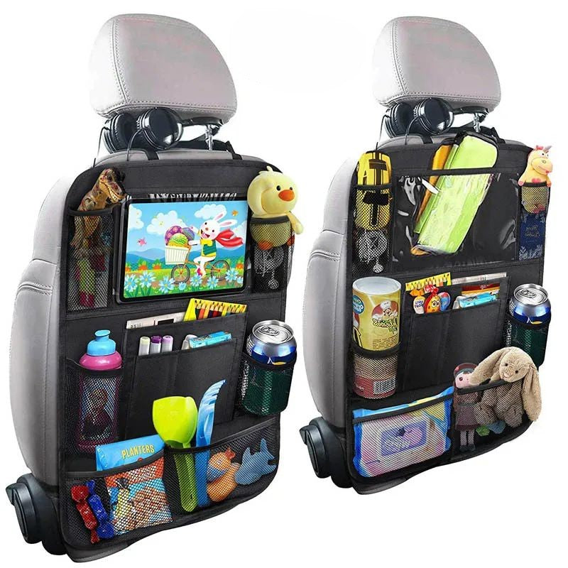 Anypack Car Back Seat Organizer 2pc with Touch Screen Tablet Holder Kick Mats with Pocket for Toys-Car Accessories-PEROZ Accessories
