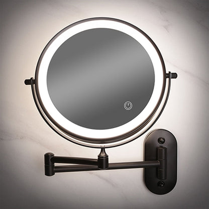 Anyvogue Black 8in Wall Mounted Smart LED Makeup Mirror Double Sided Touch Dimming Adjustable 5x Magnification Battery Type-Makeup Mirror-PEROZ Accessories